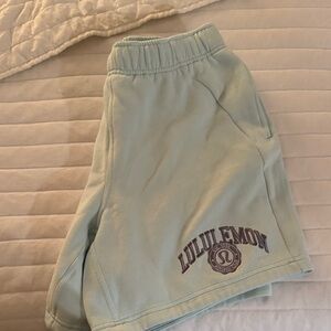 lululemon athletica Mint Green Athletic Shorts with Purple Logo
